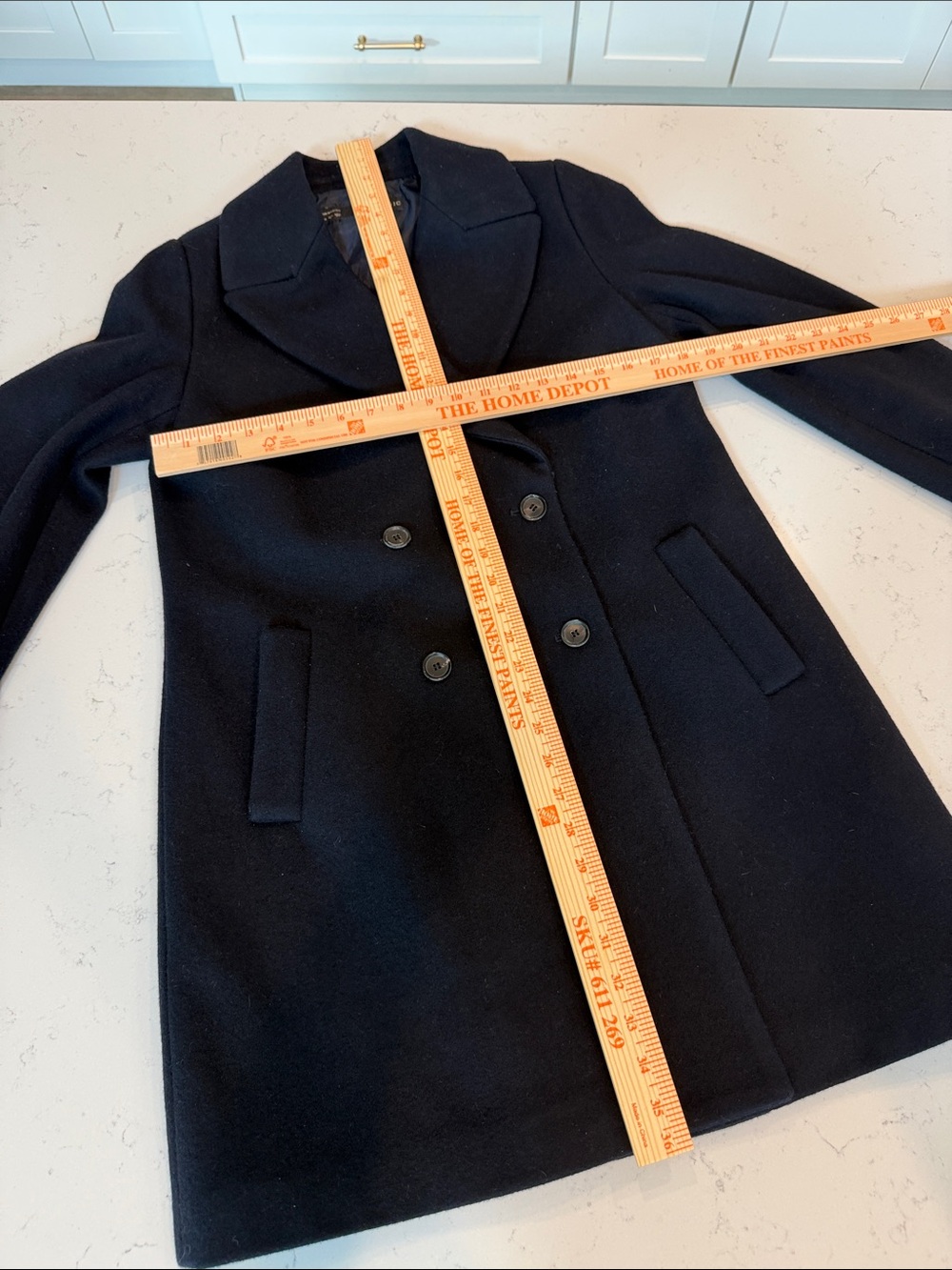 Zara Black Double-Breasted Pea Coat
